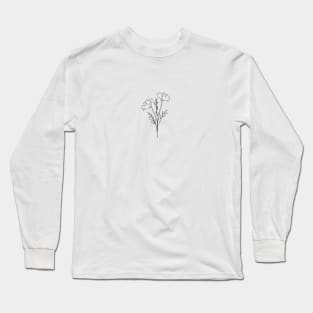 Wildflower Botanical Line Art | Elegant Floral Leaf Design Long Sleeve T-Shirt